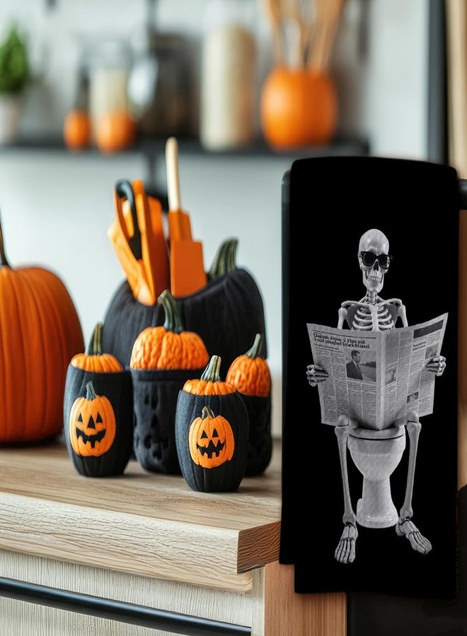 KIDEAR Funny Halloween Skeleton Hand Towel for Bathroom,1 PCS Cute Skull Home Decor for Goth Kitchen Halloween Birthday Gifts,Gifts for Women and Skull Housewarming - D02 - Image 5
